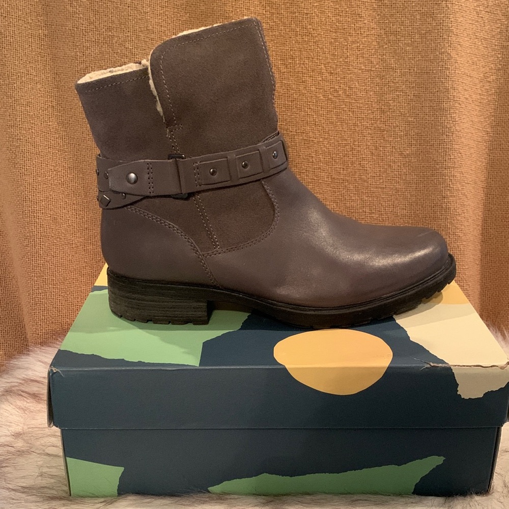 Earth Dark Gray Ankle Boots with Strap Detail